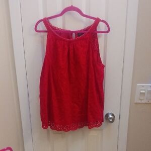 Lane Bryant Red Lace-Trim Tank Top